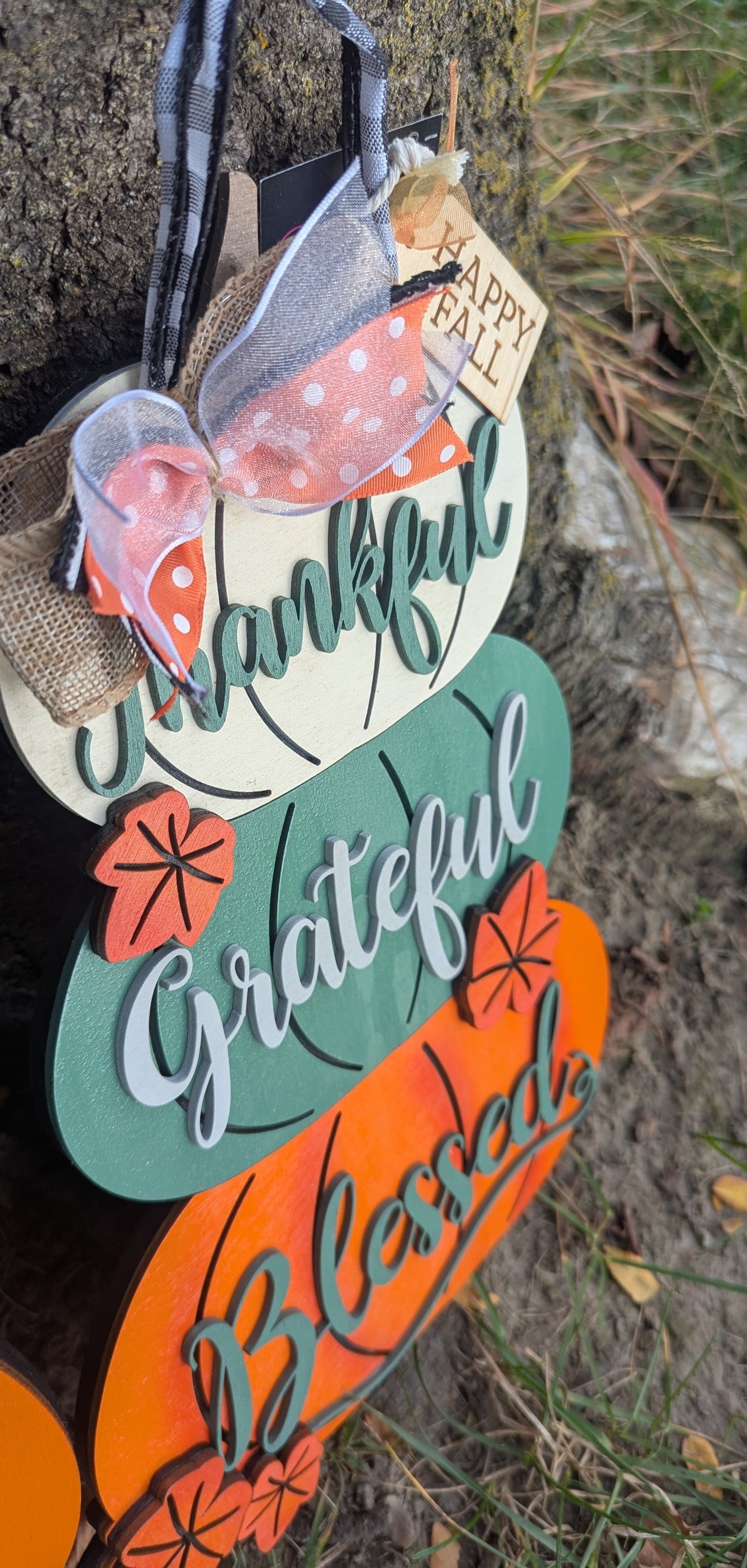 Thankful • Grateful • Blessed – Layered Pumpkin Door/Wall Hanger 🍂