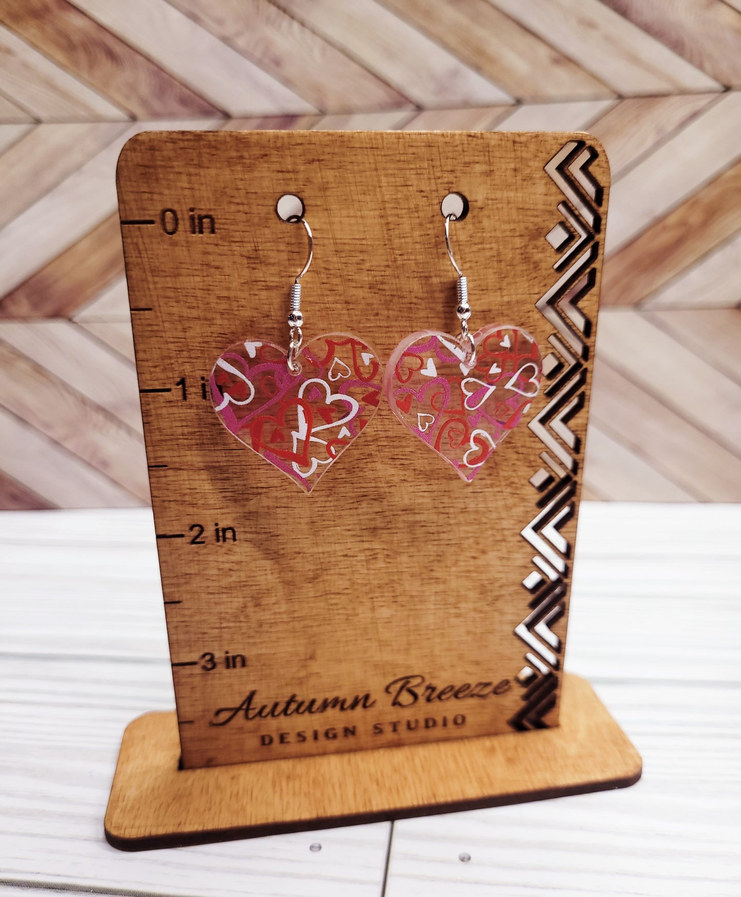 Three different Heart Acrylic earrings
