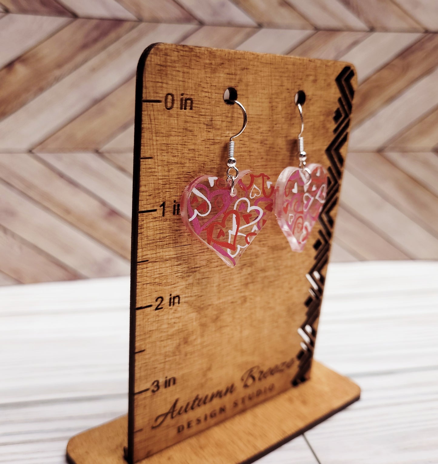 Three different Heart Acrylic earrings