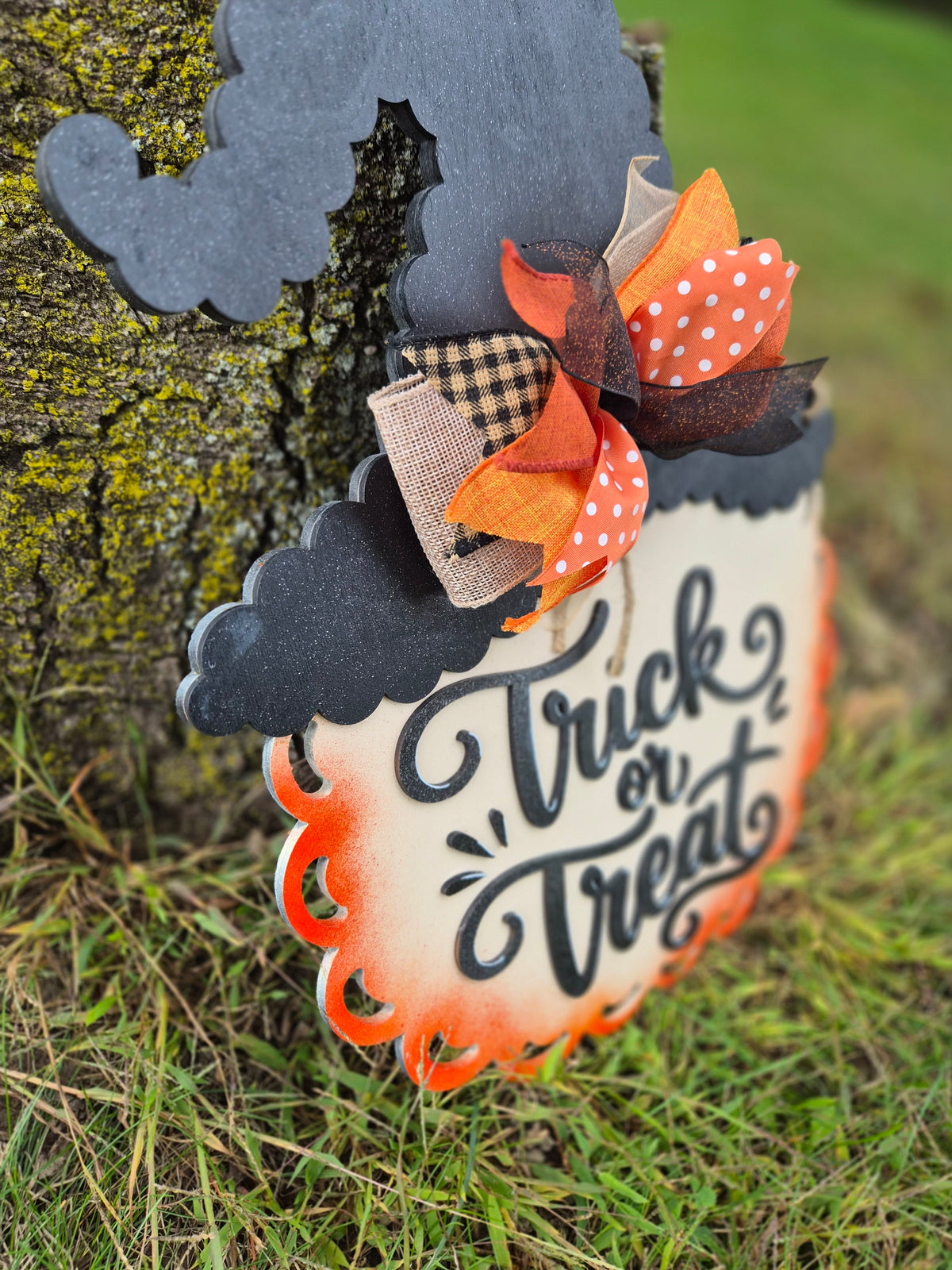 Hand-Painted "Trick or Treat" Witch Hat Door Hanger
