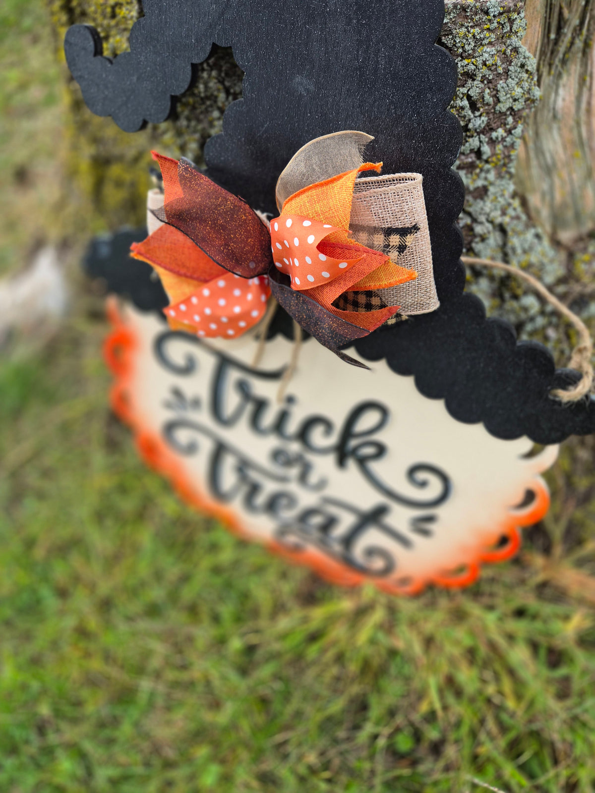 Hand-Painted "Trick or Treat" Witch Hat Door Hanger