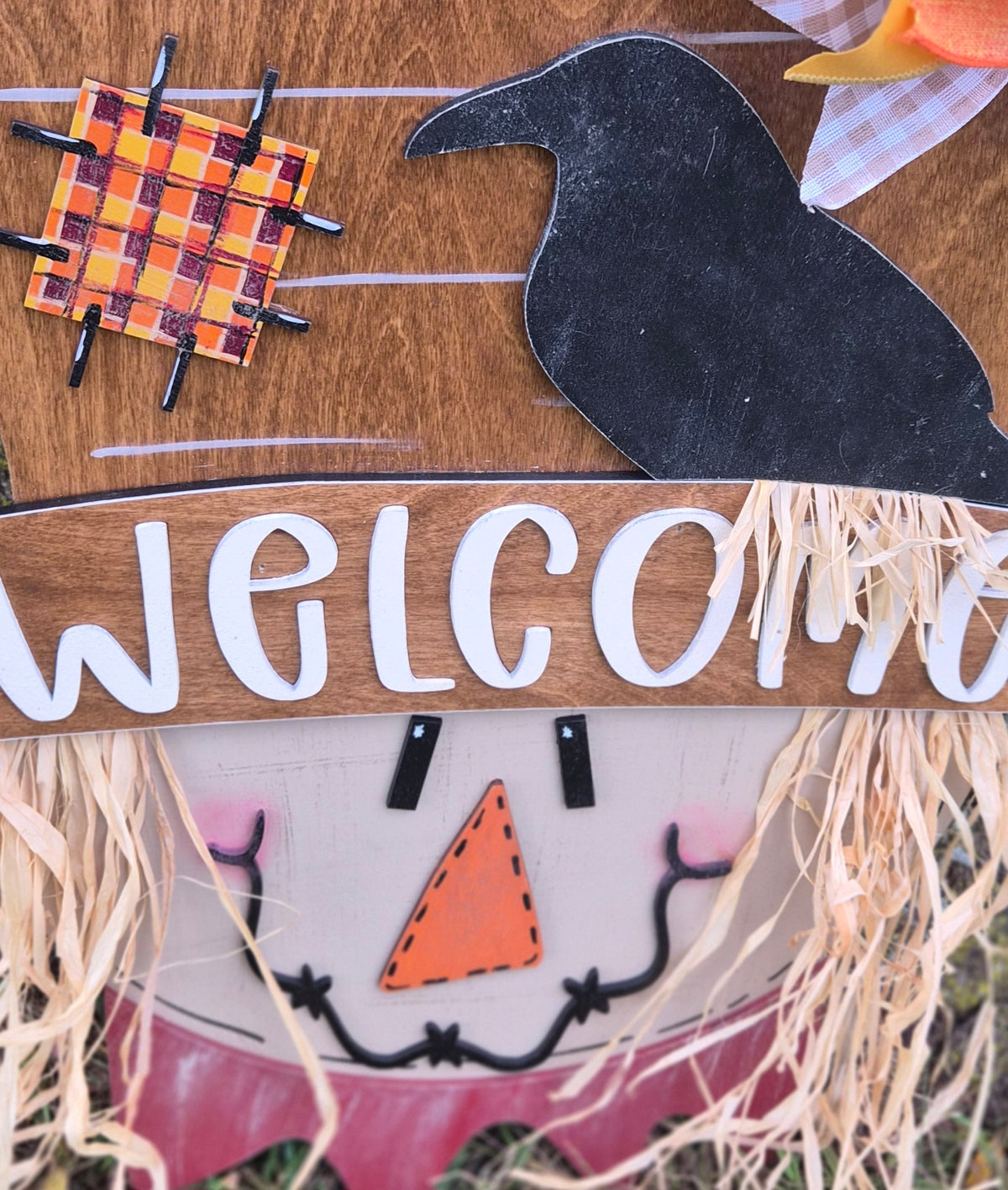 Hand-Painted Scarecrow "Welcome" Door Hanger