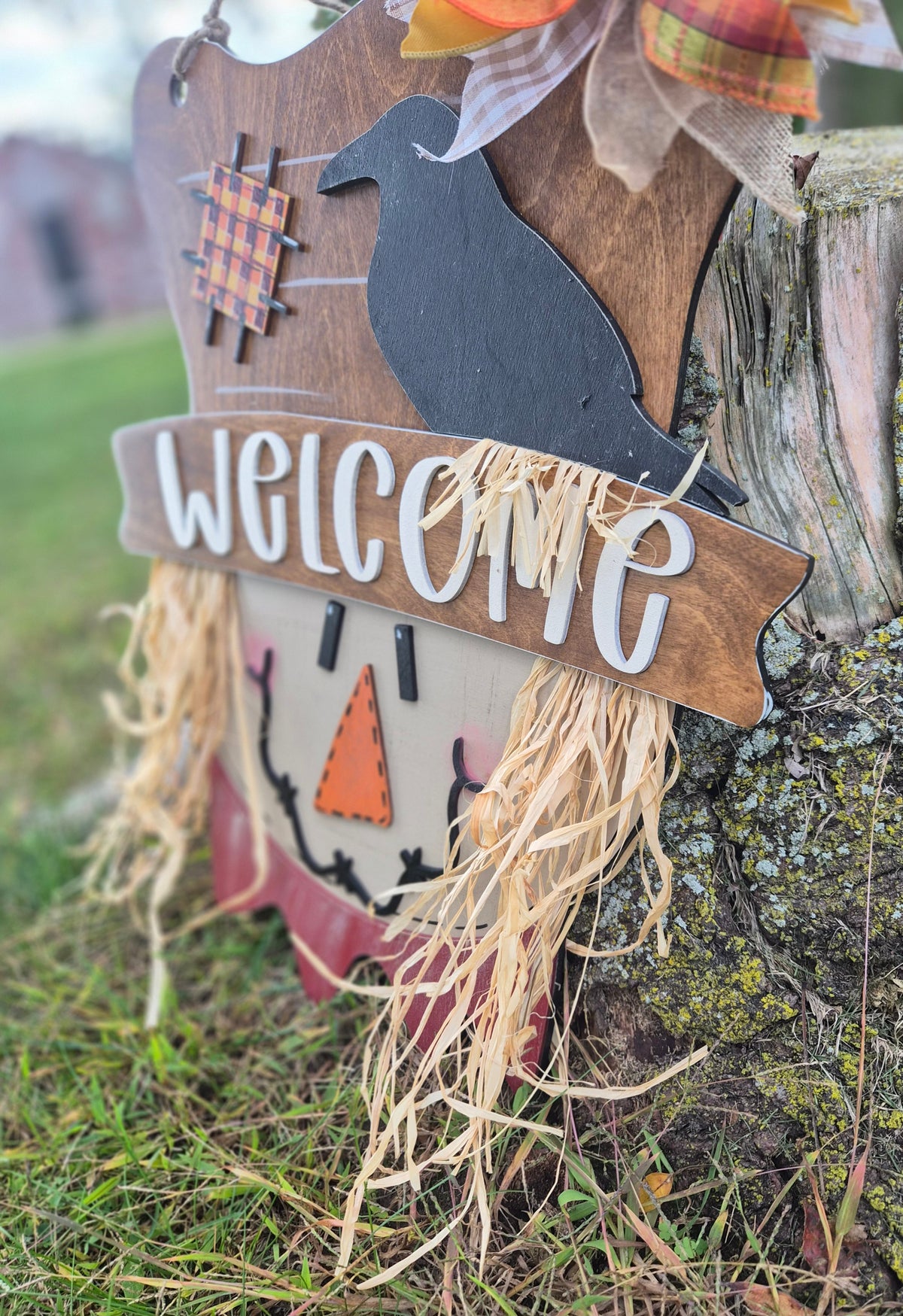 Hand-Painted Scarecrow "Welcome" Door Hanger
