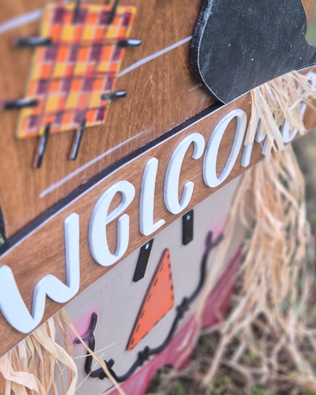 Hand-Painted Scarecrow "Welcome" Door Hanger