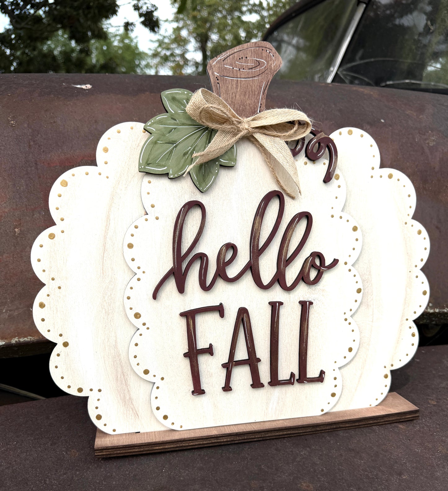 DIY Hello Fall Pumpkin Shelf Sitter