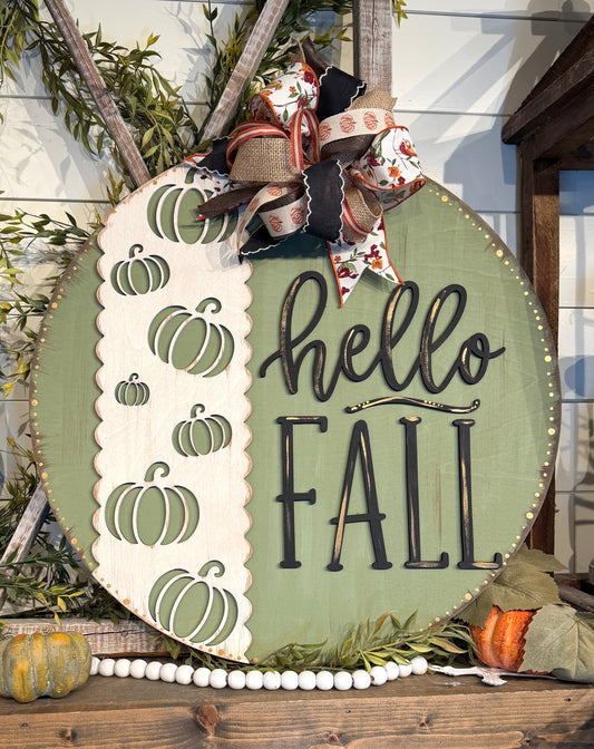 Hello Fall Round Door Sign DIY Kit