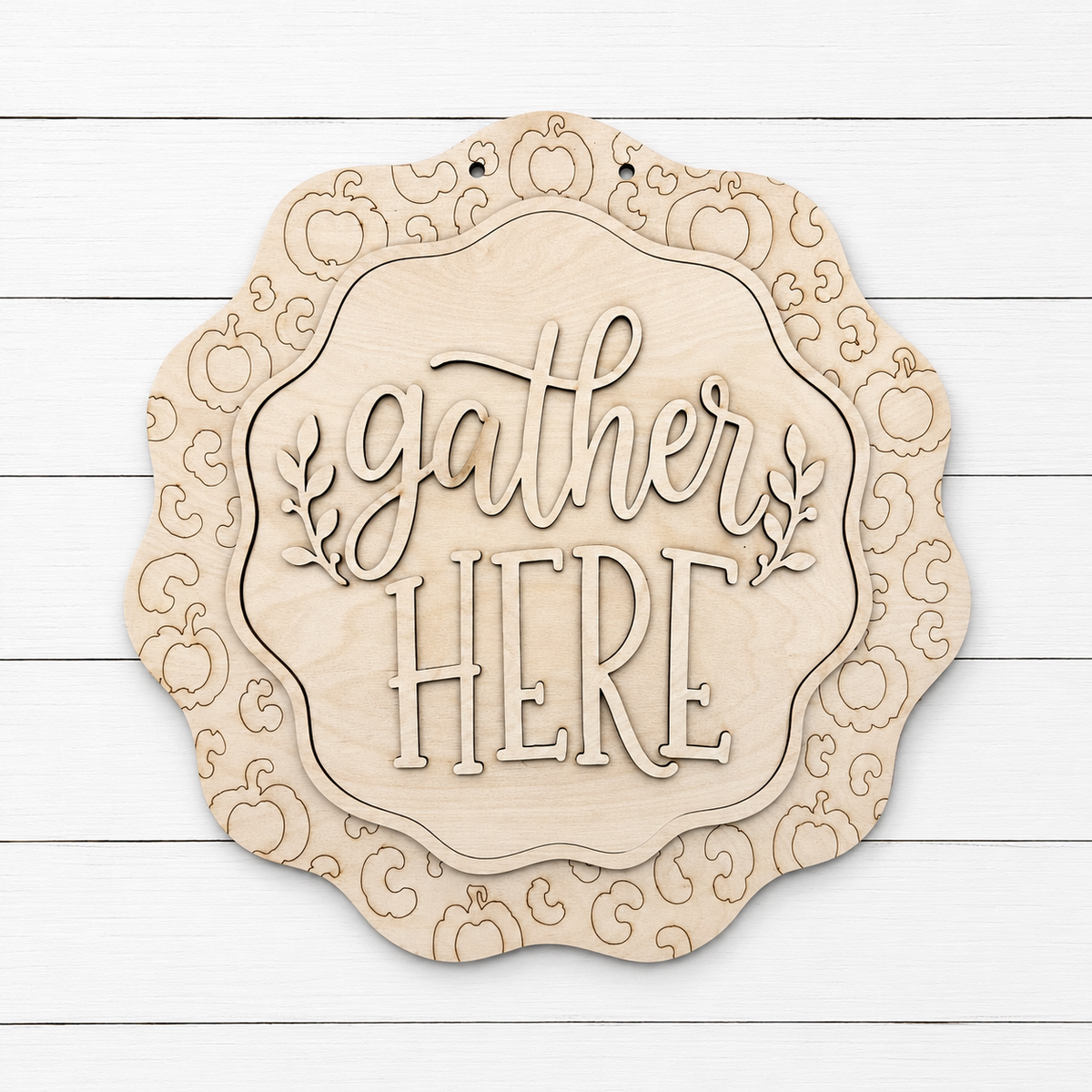 DIY "Gather Here" Scalloped Round Sign Kit