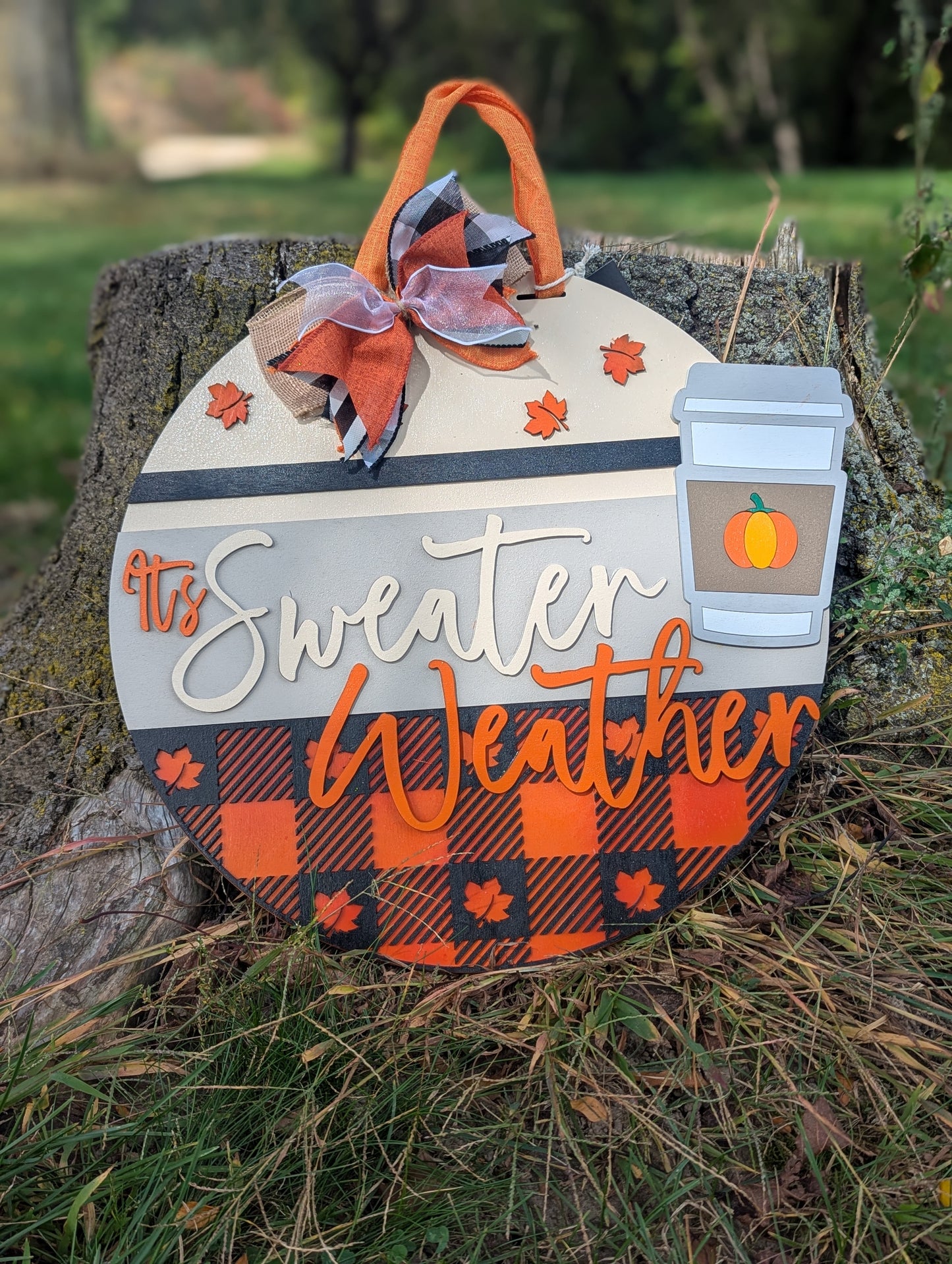 It’s Sweater Weather Door Hanger – 16” Round Fall Sign 🍁